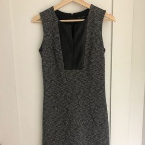 Theory leather and wool work dress